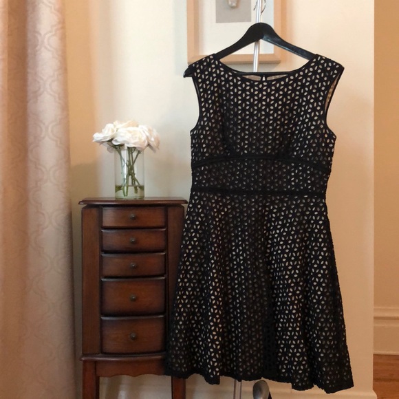 Ann Taylor Loft Black Fit & Flare Cocktail Dress - Picture 2 of 6